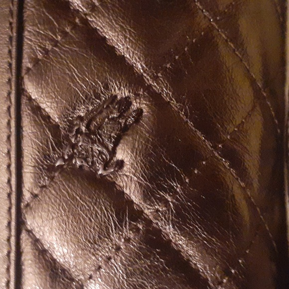 BURBERRY METALLIC PEWTER QUILTED LEATHER CLUTCH EUC - Picture 2 of 12